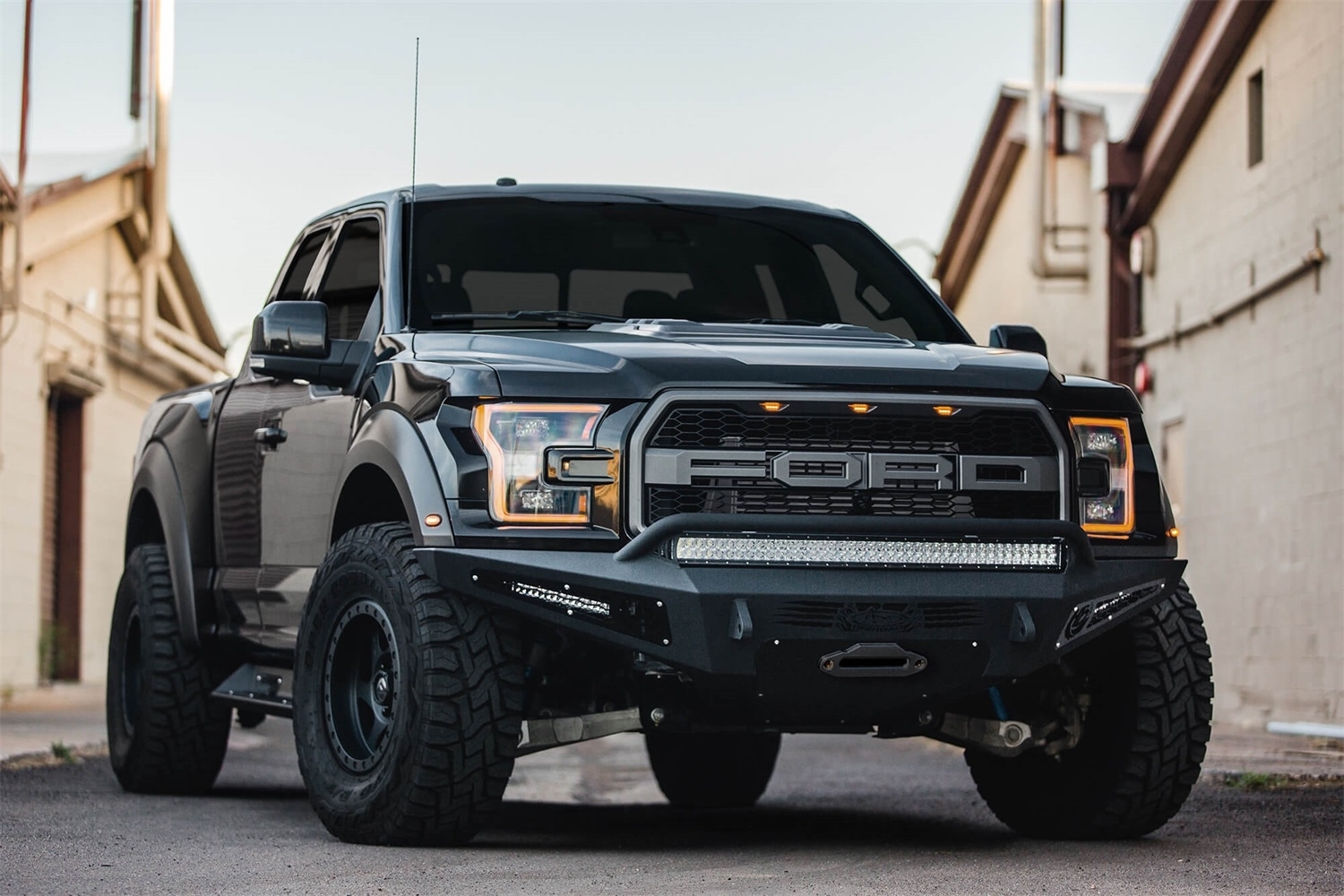 Addictive Desert Designs Honeybadger Front Bumper With Winch Mount For 17-20 Ford Raptor Addictive Desert Designs Honeybadger Front Bumper With Winch Mount For 17-20 Ford Raptor