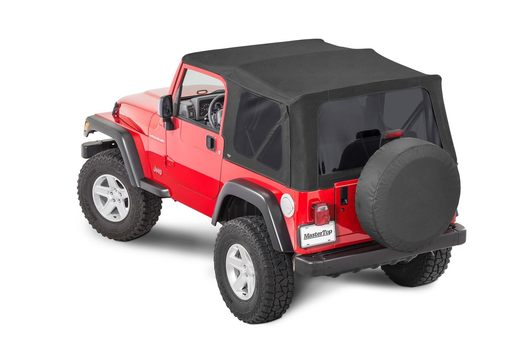 Mastertop Jeep Replacement Top, No Doorskins, Tinted Glass For 97-06 Wrangler Tj Black, Mastertwill