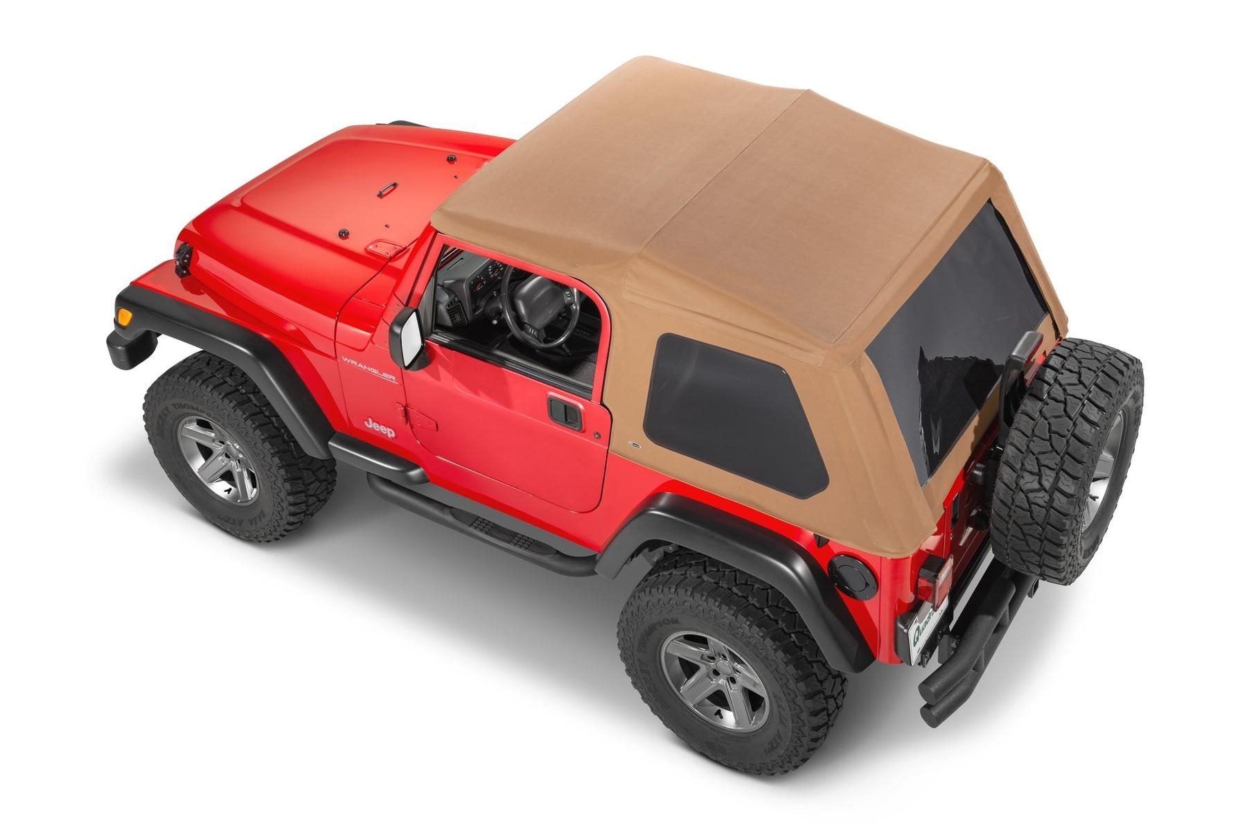 Mastertop Fast Back Fabric Replacement Top, No Doorskins, Tinted Glass For 97-06 Jeep Wrangler, in