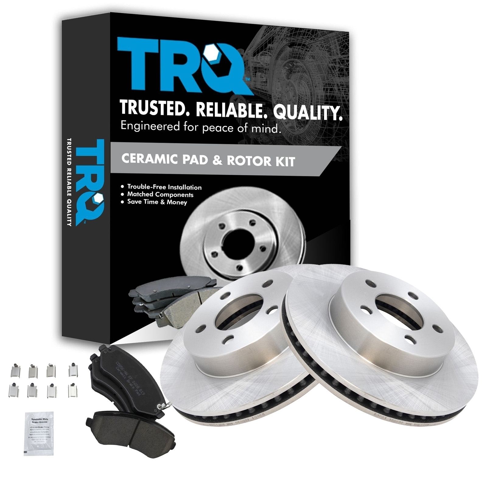 Trq Ceramic Brake Pad & Rotor Kit For 02-07 Liberty Front, HWNV-BKA10617 Trq Ceramic Brake Pad & Rotor Kit For 02-07 Liberty Front, HWNV-BKA10617