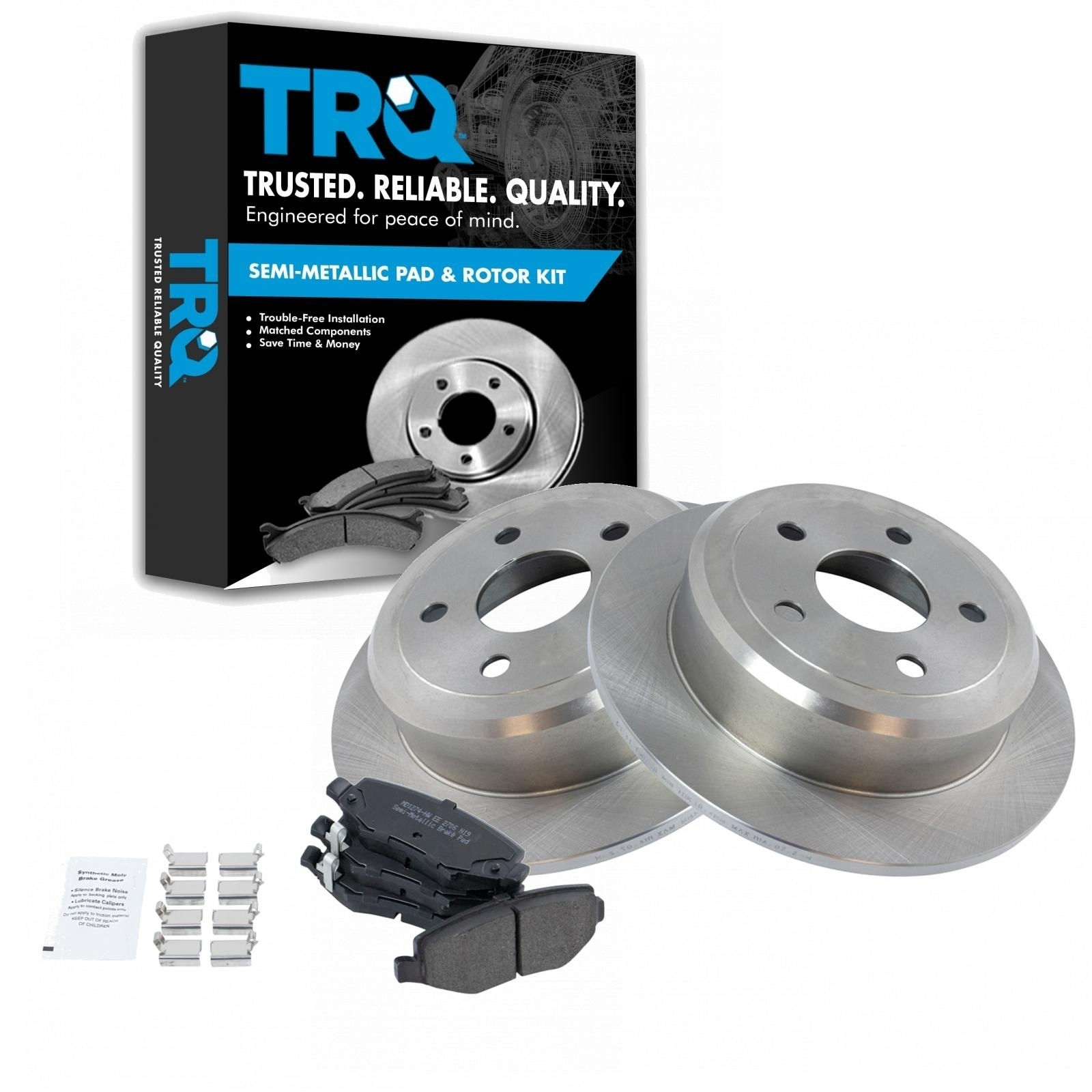 Trq Semi-Metallic Brake Pad & Rotor Kit For 07-18 Wrangler Jk Rear, HWNV-BKA10796 Trq Semi-Metallic Brake Pad & Rotor Kit For 07-18 Wrangler Jk Rear, HWNV-BKA10796