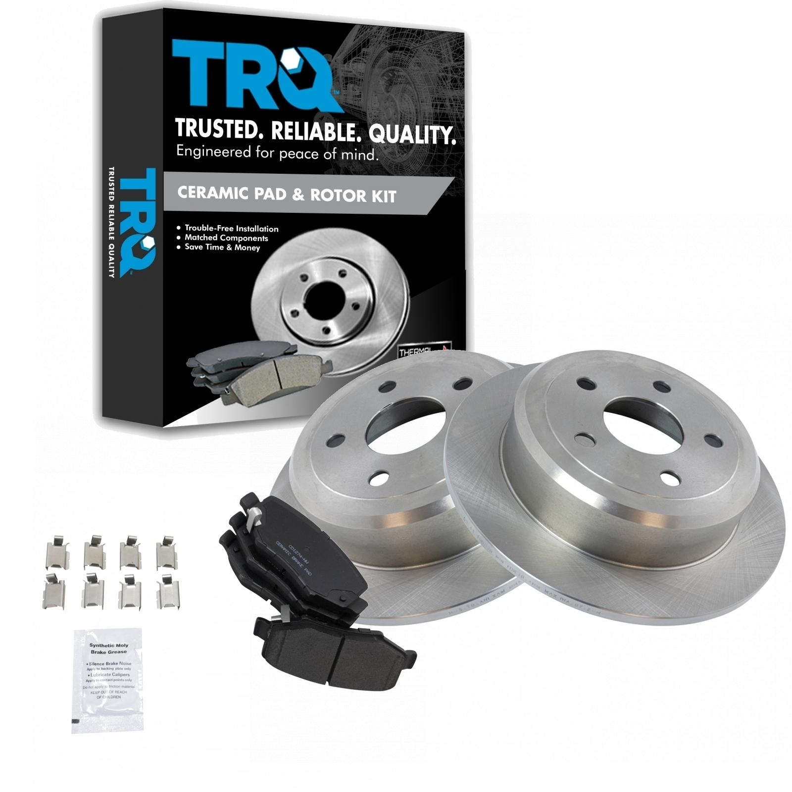 Trq Ceramic Brake Pad & Rotor Kit For 07-18 Wrangler Jk Rear, HWNV-BKA10797