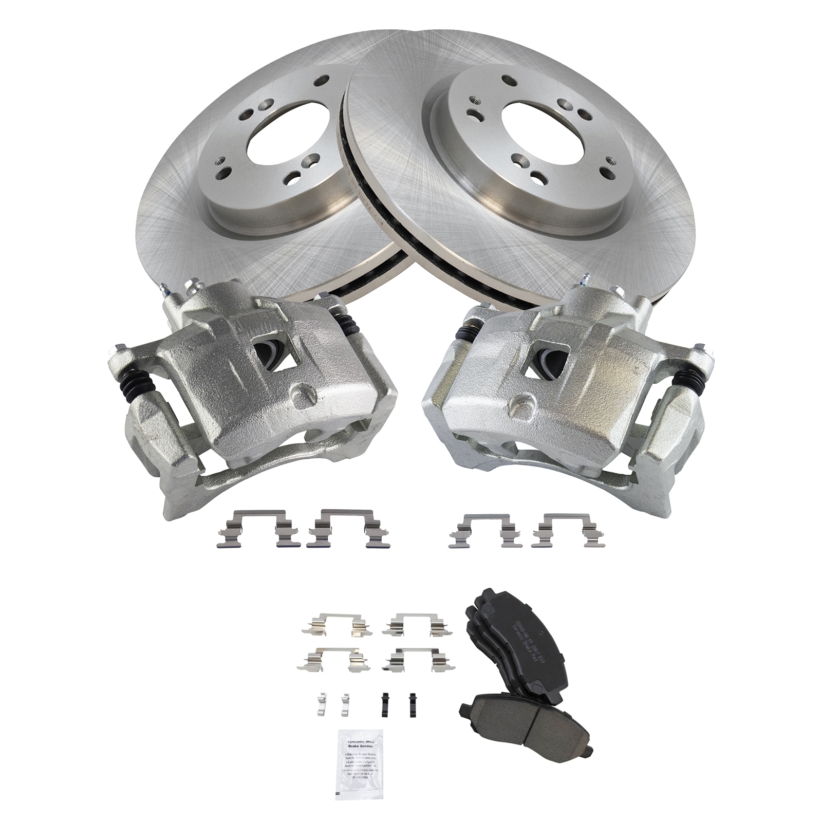 Trq Ceramic Brake Pad & Rotor Kit With Calipers For 07-16 Compass 07-17 Patriot Front Driver Side, Trq Ceramic Brake Pad & Rotor Kit With Calipers For 07-16 Compass 07-17 Patriot Front Driver Side,