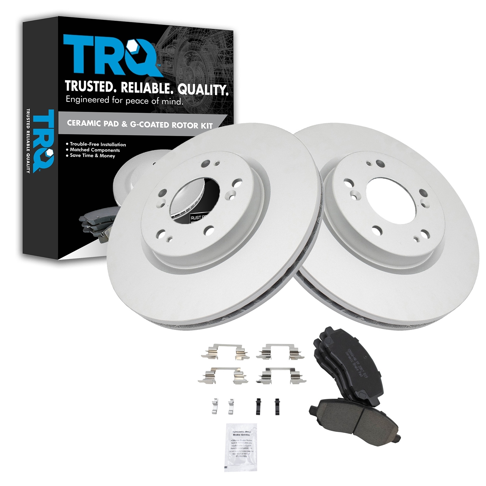 Trq Ceramic Brake Pad & Rotor Kit (G-Coated) For 07-17 Compass 07-17 Patriot Front, HWNV-BKA14768