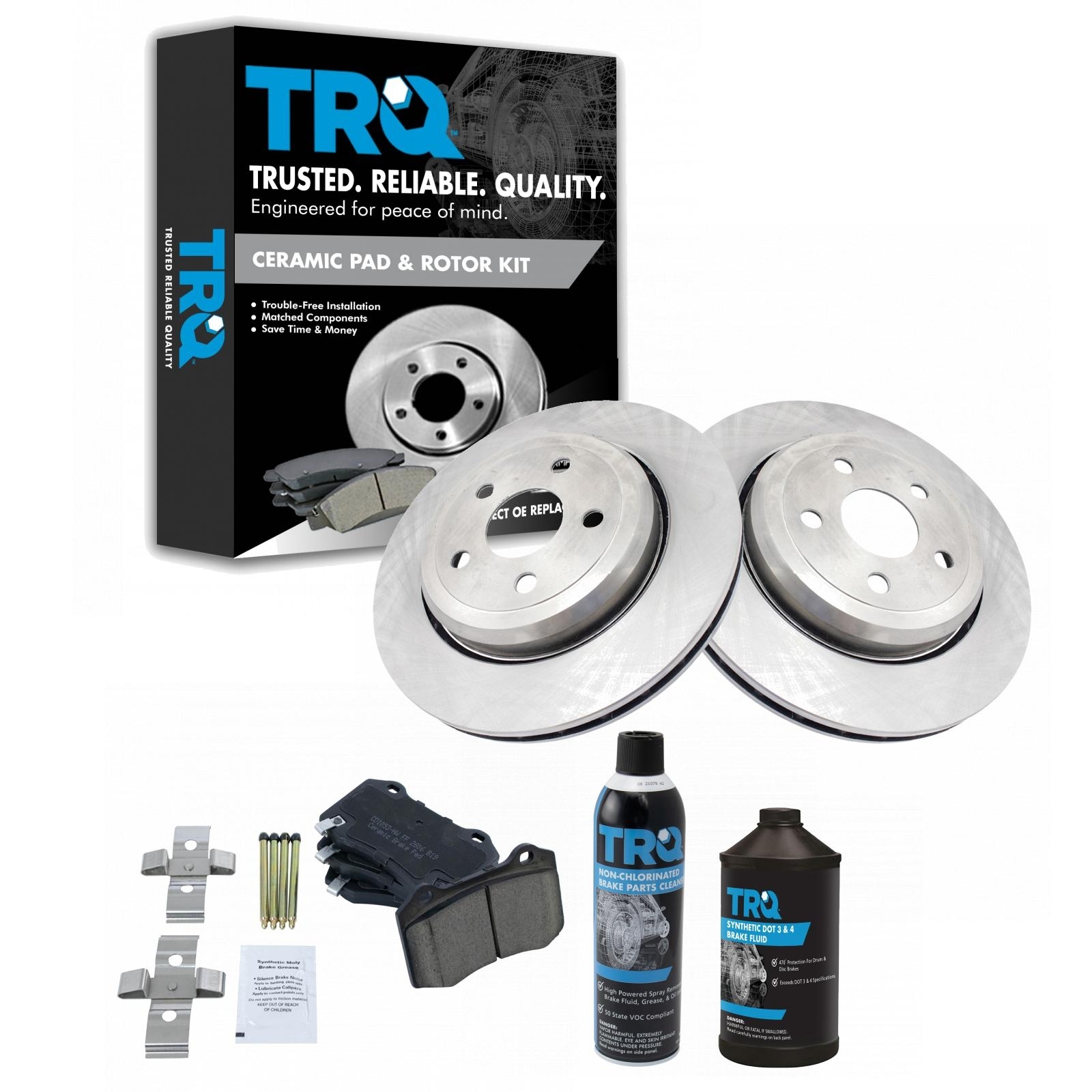 Trq Ceramic Brake Pad & Rotor Kit 50 State Formula 12Oz For 12-19 Grand Cherokee Rear, HWNV-BKA18607 Trq Ceramic Brake Pad & Rotor Kit 50 State Formula 12Oz For 12-19 Grand Cherokee Rear, HWNV-BKA18607