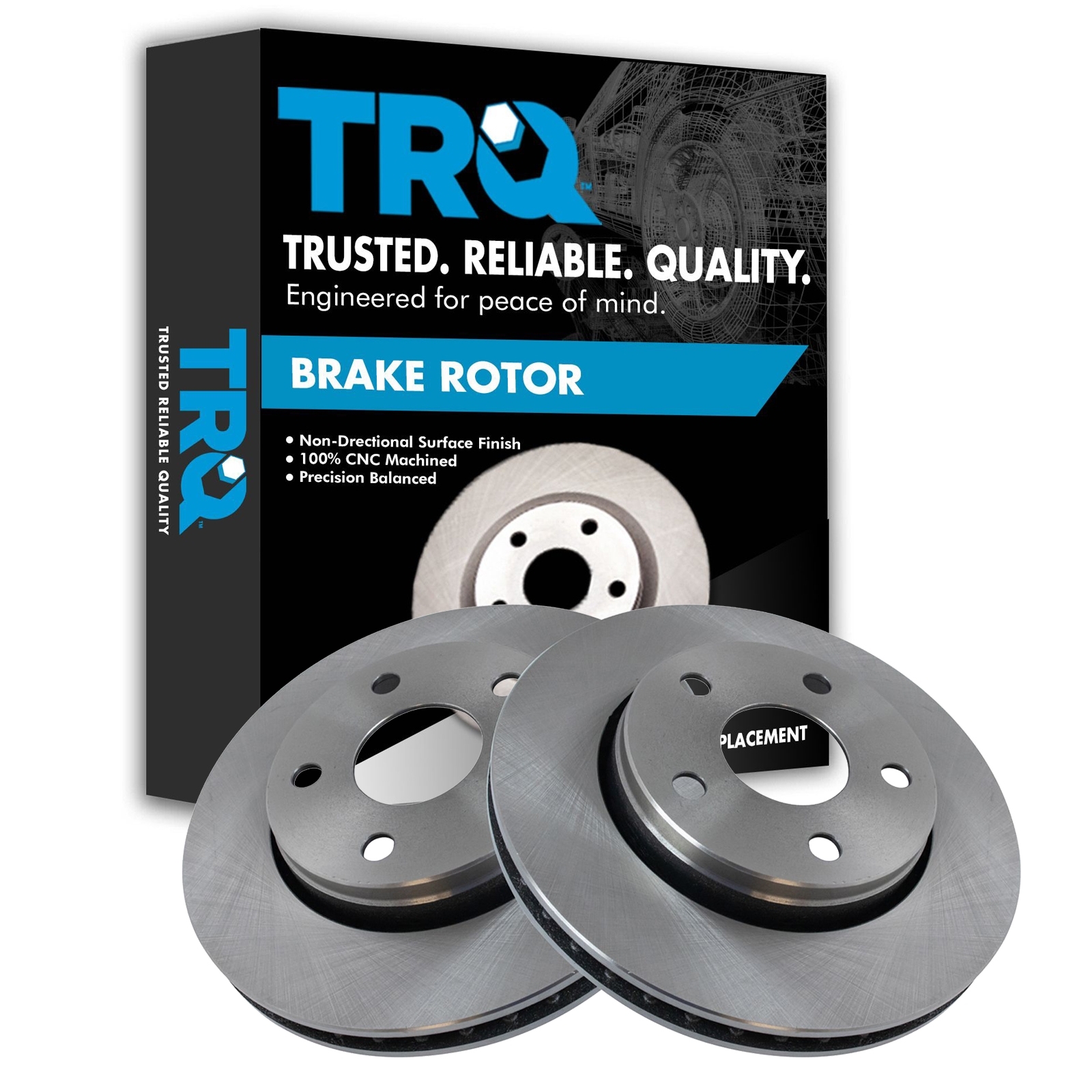Trq 2 Piece Brake Rotor Set (G-Coated) For 07-18 Wrangler Jk Front Driver & Passenger Side,