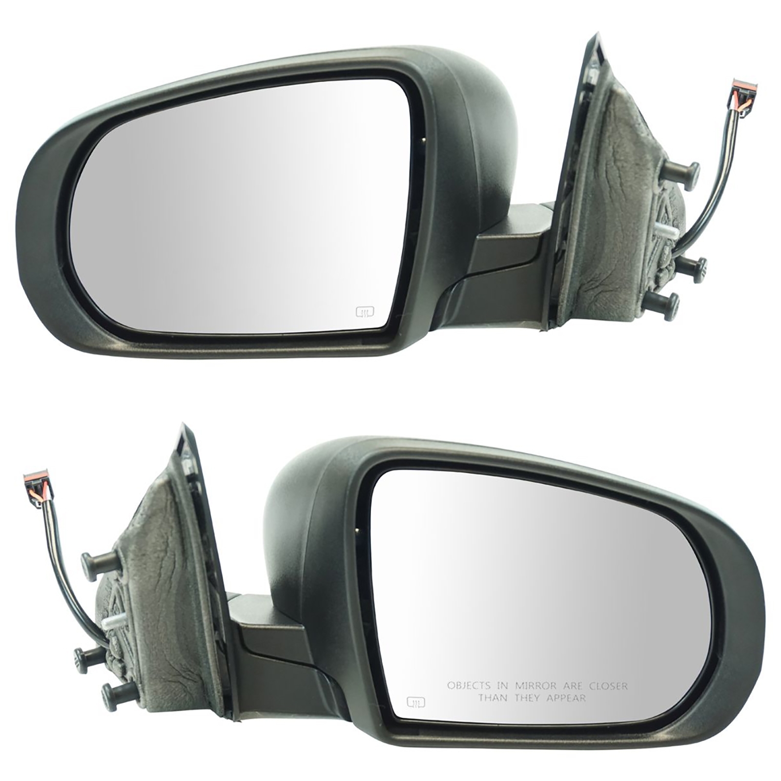 Trq Power Heated Textured Black 2 Piece Mirror Set For 14-18 Cherokee Driver & Passenger Side,