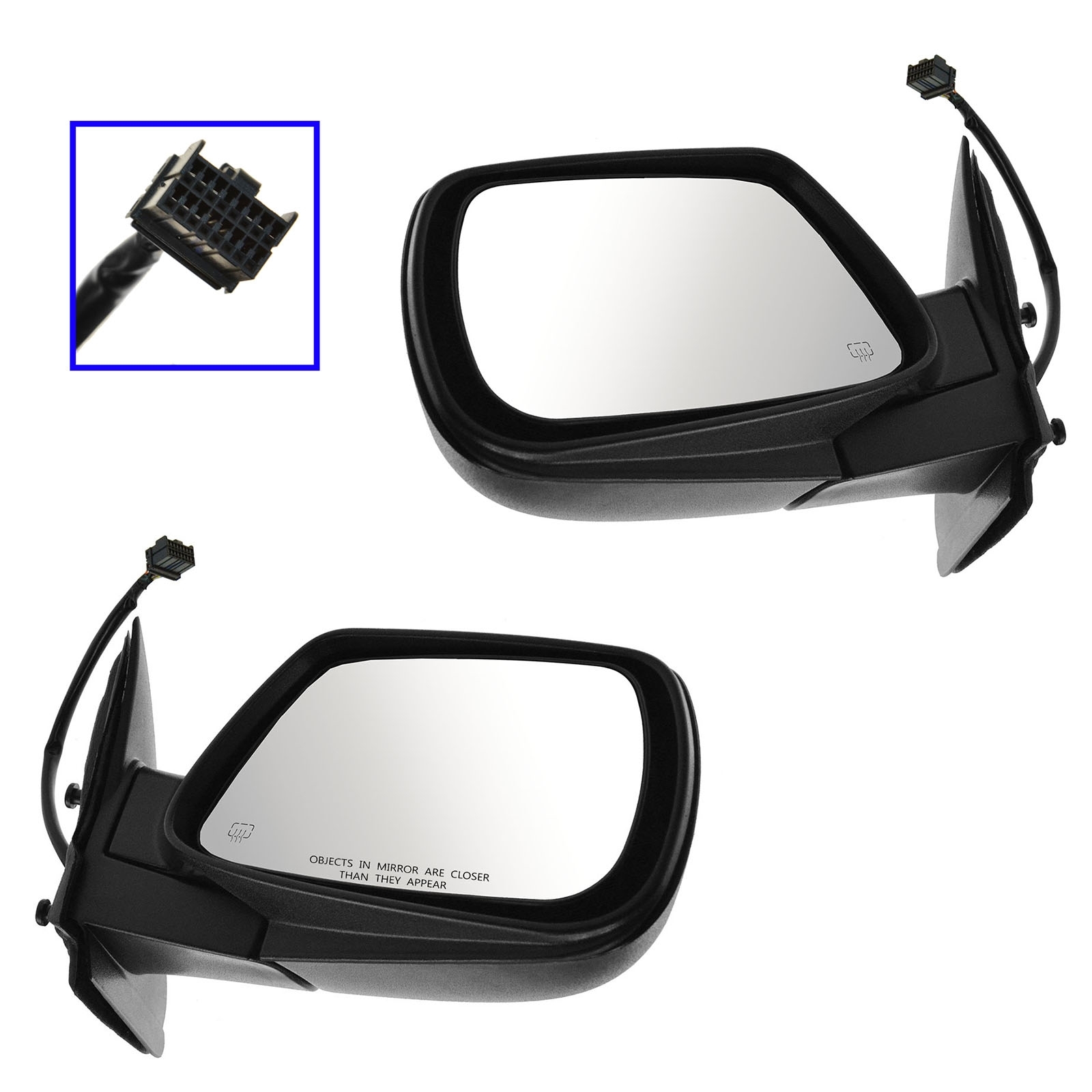 Trq Power Heated Memory Textured Black 2 Piece Mirror Set For 05-10 Grand Cherokee Driver & Trq Power Heated Memory Textured Black 2 Piece Mirror Set For 05-10 Grand Cherokee Driver &