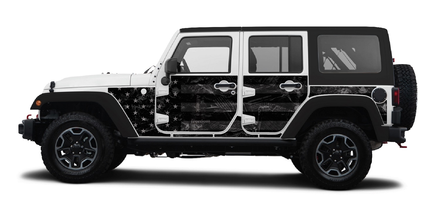 Mek Magnet Black Flag Removable Wraps Magnetic Armor For 2007-2018 Jeep Wrangler Jk Unlimited