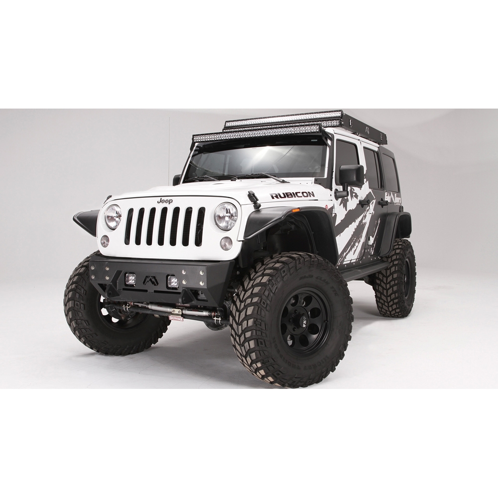 Fab Fours Jk Full Metal Jacket Stubby Front Winch Bumper, No Guard, Bare Steel | 2007-2018 Jeep