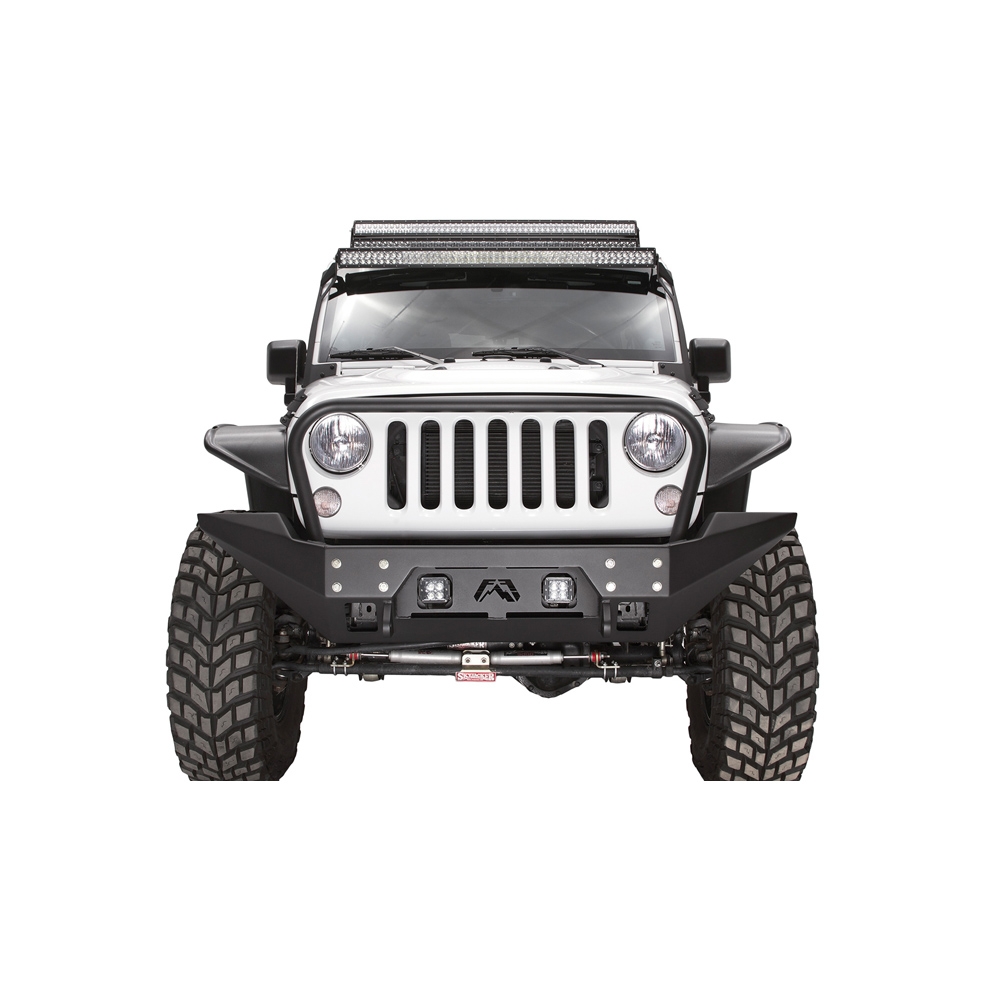 Fab Fours Jk Full Metal Jacket Full Width Front Winch Bumper With Grill Guard, Bare | 2007-2018