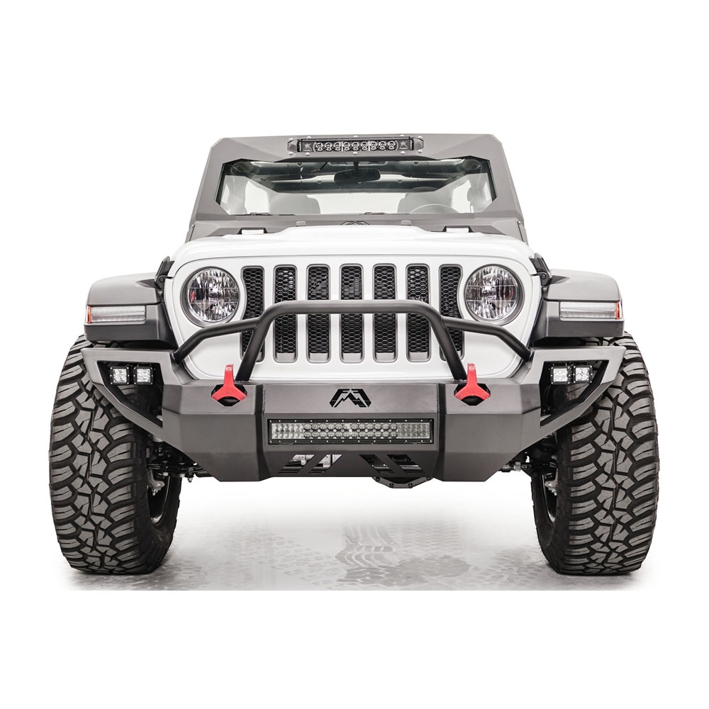 Fab Fours Jl/jt Vengeance Front Bumper With Pre-Runner Guard, Bare Steel | 2018-2020 Jeep Wrangler