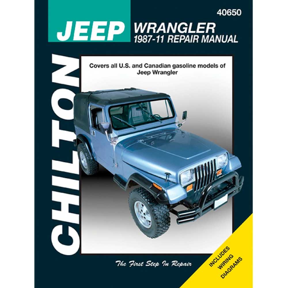 Important Notes: Sold Individually Fits: 2007-2011 Jeep Wrangler Jk 2007-2011 Jeep Wrangler Unlimited Jk 1997-2006 Jeep Wrangler Tj 2004-2006 Jeep Wrangler Unlimited Tjl 1987-1995 Jeep Wrangler Yj Description: This Series Dominates The Market With Total Information From Maintenance To A Complete Engine Rebuild. Its User-Friendly Format Provides Exciting Graphics, Photos, Charts, Exploded-View Illustrations And More. Excellent Wiring Diagrams And Emission Control Information. Product Details: Based On Actual Teardowns Simple Step-By-Step Procedures For Engine Overhaul, Chassis Electrical Drive Train, Suspension, Steering And More Includes Wiring Diagrams Parts Included: (1) Chilton Total Care Manual Years Covered: 1987, 1988, 1989, 1990, 199