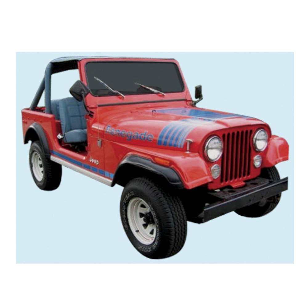 Phoenix Graphix Decal Renegade Names, Hood & Side Stripes Kit (4-Color), Blue | 1979-1980 Jeep CJ5, Phoenix Graphix Decal Renegade Names, Hood & Side Stripes Kit (4-Color), Blue | 1979-1980 Jeep CJ5,