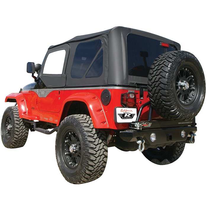 Rampage Replacement Plus Sailcloth Soft Top With Tinted Windows, Black Diamond | 1997-2006 Jeep Rampage Replacement Plus Sailcloth Soft Top With Tinted Windows, Black Diamond | 1997-2006 Jeep