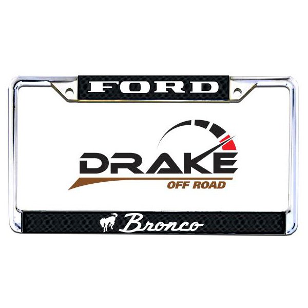Drake Off Road Bronco License Plate Frame, Chrome | 1966-1977 Ford Bronco, ACC-LPF-BRONCO