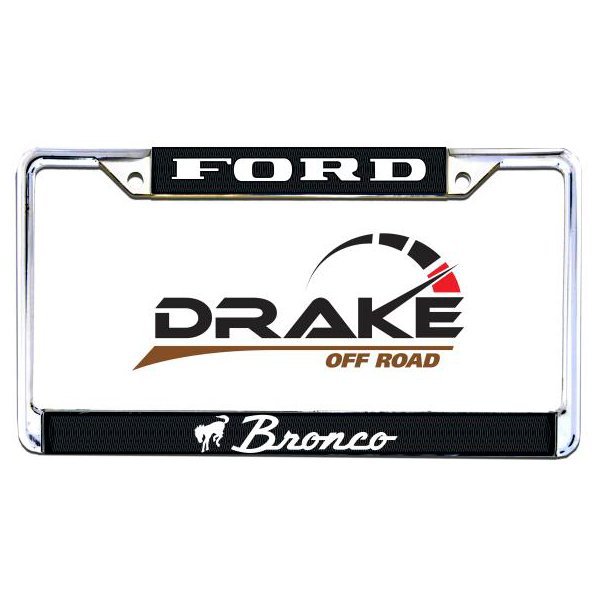 Drake Off Road Bronco License Plate Frame, Chrome | 1966-1977 Ford Bronco, ACC-LPF-BRONCO Drake Off Road Bronco License Plate Frame, Chrome | 1966-1977 Ford Bronco, ACC-LPF-BRONCO