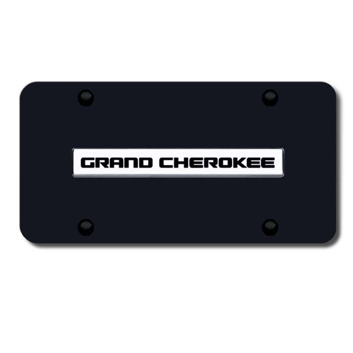 Au-Tomotive Gold 3D License Plate With Jeep Grand Cherokee Logo On Rectangular, Black Powder Au-Tomotive Gold 3D License Plate With Jeep Grand Cherokee Logo On Rectangular, Black Powder
