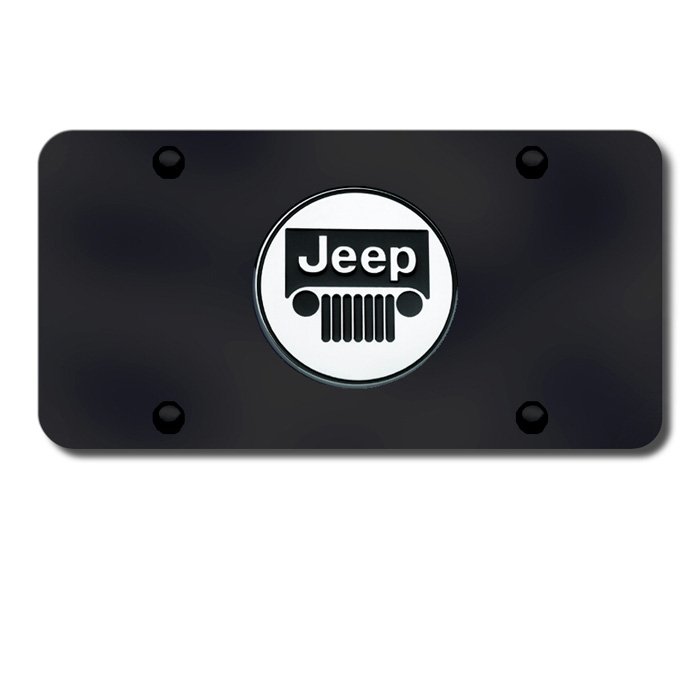 Au-Tomotive Gold 3D License Plate With Jeep Grille Logo, Black Powder Coated, AGI-JEECB Au-Tomotive Gold 3D License Plate With Jeep Grille Logo, Black Powder Coated, AGI-JEECB