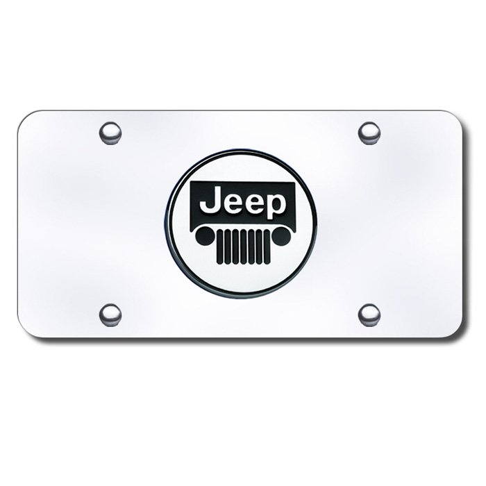 Au-Tomotive Gold 3D License Plate With Jeep Grille Logo, Stainless Steel, AGI-JEECC Au-Tomotive Gold 3D License Plate With Jeep Grille Logo, Stainless Steel, AGI-JEECC