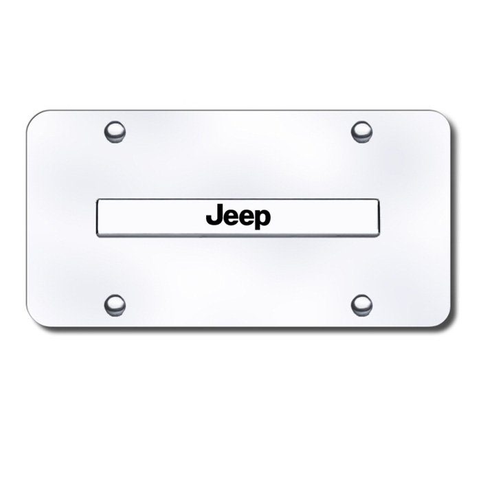 Au-Tomotive Gold 3D License Plate With Jeep Logo On Rectangular, Stainless Steel, AGI-JEENCC
