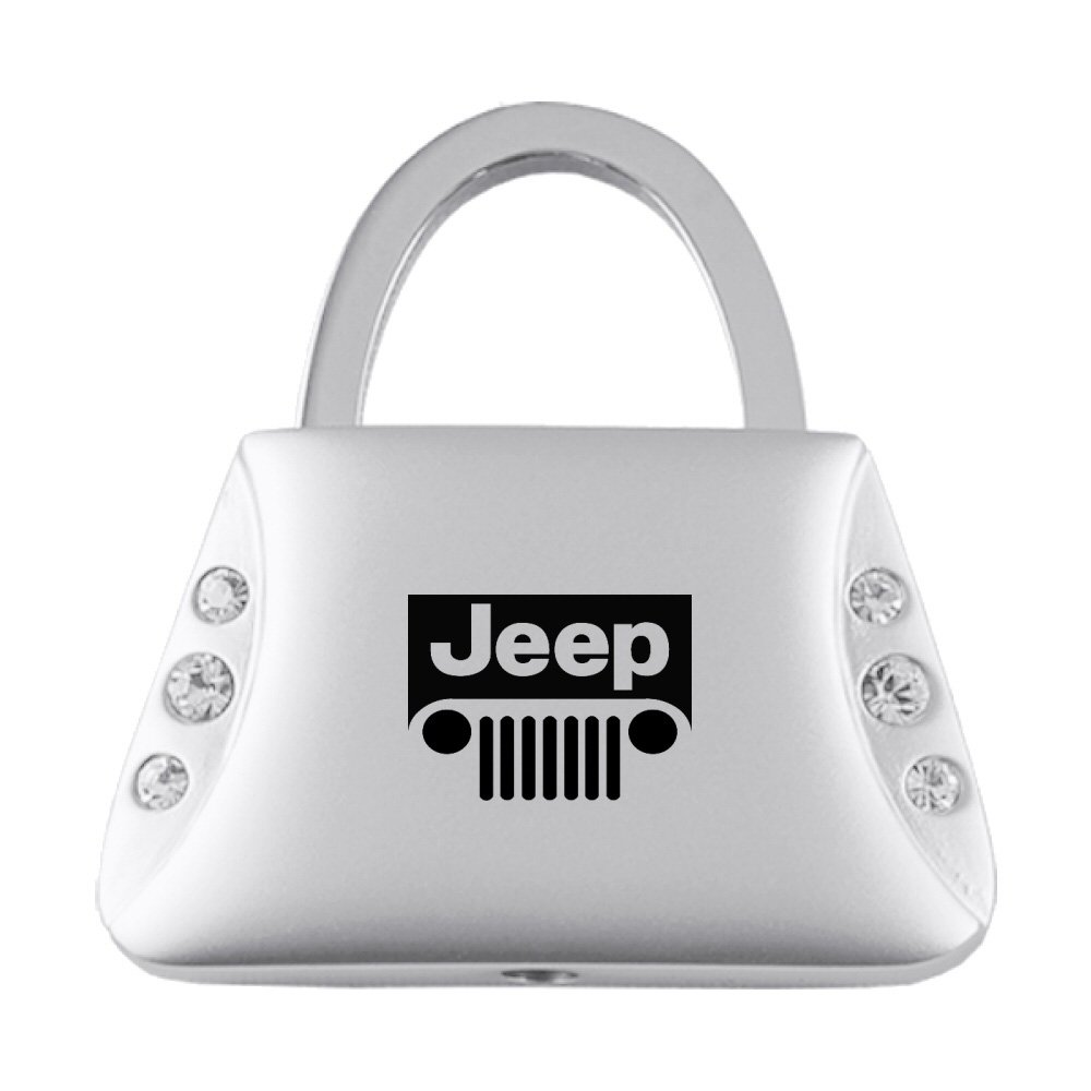 Au-Tomotive Gold Jeweled Purse Keychain With Jeep Grille Logo, AGI-KC9120JEEG Au-Tomotive Gold Jeweled Purse Keychain With Jeep Grille Logo, AGI-KC9120JEEG