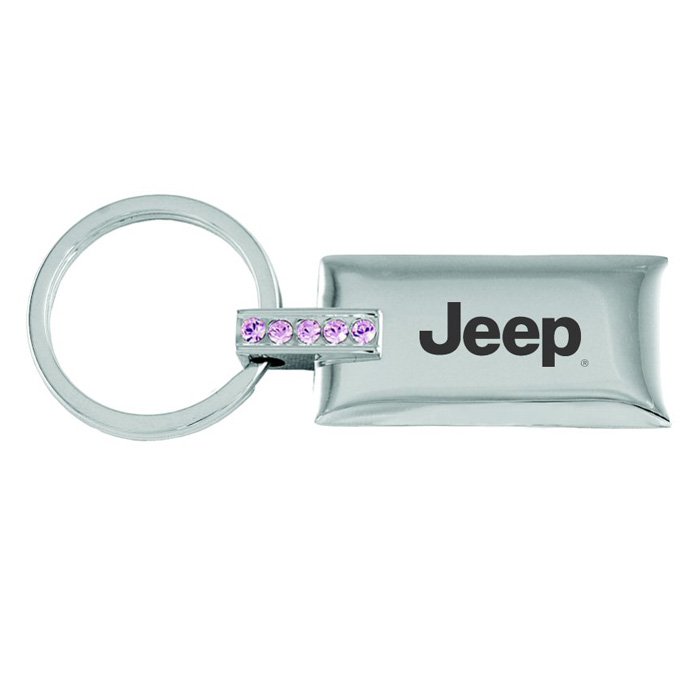 Au-Tomotive Gold Jeweled Rectangular Keychain With Jeep Logo, Pink Jewels, AGI-KC9121PJEE Au-Tomotive Gold Jeweled Rectangular Keychain With Jeep Logo, Pink Jewels, AGI-KC9121PJEE