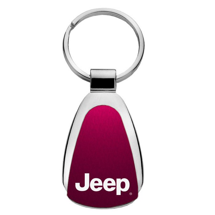 Au-Tomotive Gold Teardrop Keychain With Jeep Logo, Burgundy, AGI-KCBURJEE Au-Tomotive Gold Teardrop Keychain With Jeep Logo, Burgundy, AGI-KCBURJEE