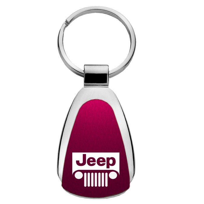 Au-Tomotive Gold Teardrop Keychain With Jeep Grille Logo, Burgundy, AGI-KCBURJEEG Au-Tomotive Gold Teardrop Keychain With Jeep Grille Logo, Burgundy, AGI-KCBURJEEG