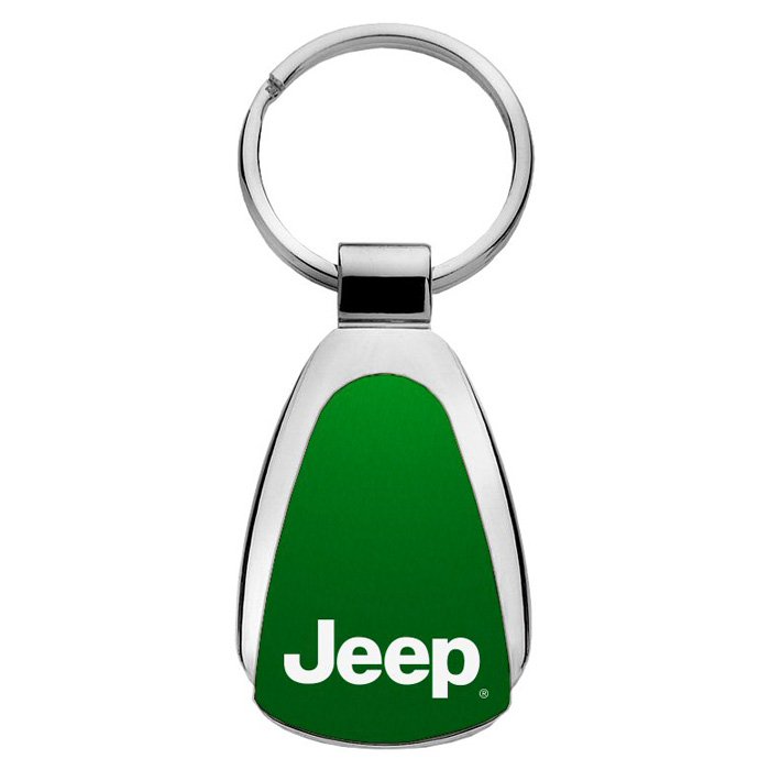 Au-Tomotive Gold Teardrop Keychain With Jeep Logo, Green, AGI-KCGRJEE Au-Tomotive Gold Teardrop Keychain With Jeep Logo, Green, AGI-KCGRJEE