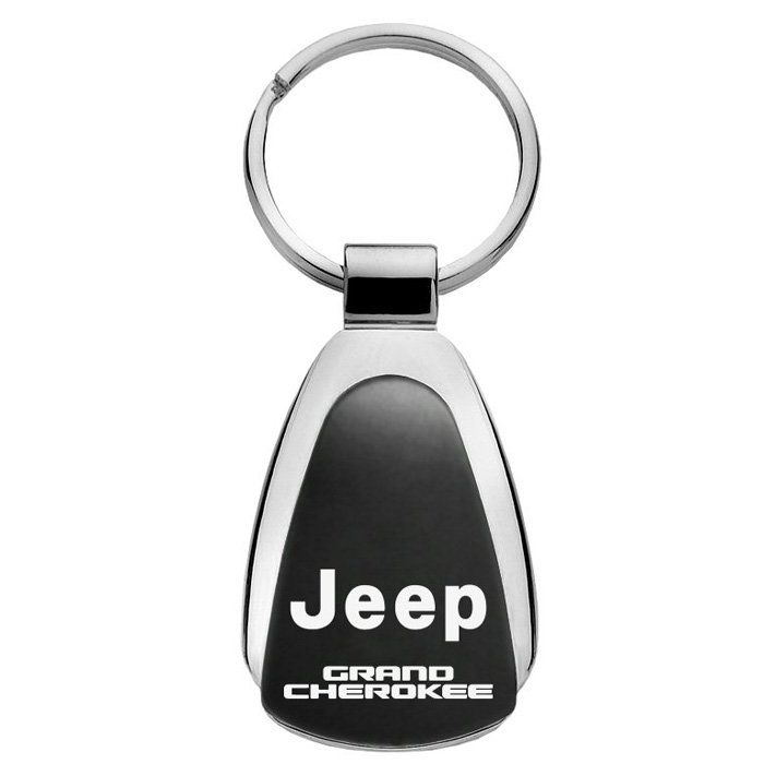 Au-Tomotive Gold Teardrop Keychain With Jeep Grand Cherokee Logo, Black, AGI-KCKGRA