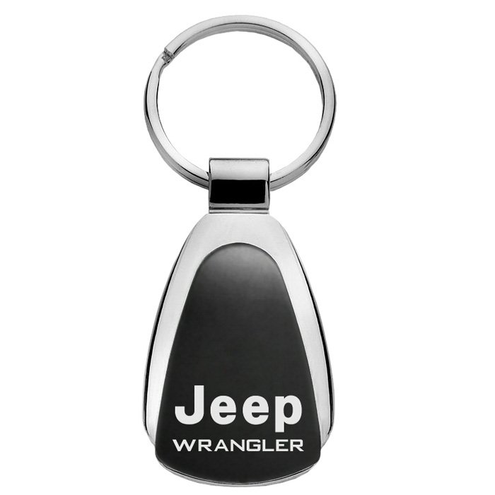 Au-Tomotive Gold Teardrop Keychain With Jeep Wrangler Logo, Black, AGI-KCKWRA
