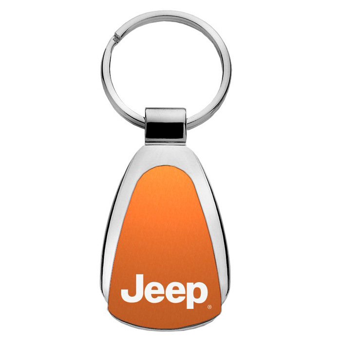 Au-Tomotive Gold Teardrop Keychain With Jeep Logo, Orange, AGI-KCORAJEE