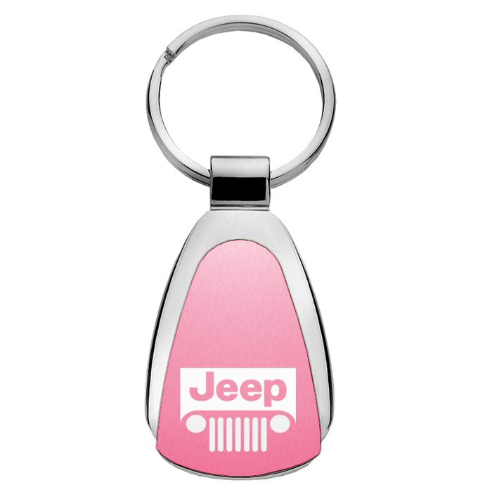 Au-Tomotive Gold Teardrop Keychain With Jeep Grille Logo, Pink, AGI-KCPNKJEEG Au-Tomotive Gold Teardrop Keychain With Jeep Grille Logo, Pink, AGI-KCPNKJEEG