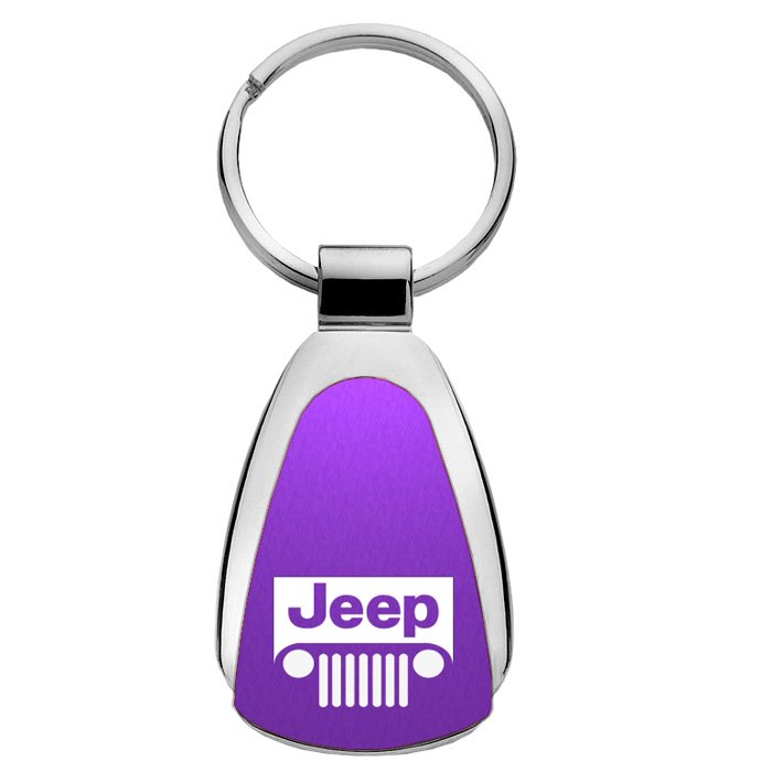 Au-Tomotive Gold Teardrop Keychain With Jeep Grille Logo, Purple, AGI-KCPURJEEG Au-Tomotive Gold Teardrop Keychain With Jeep Grille Logo, Purple, AGI-KCPURJEEG
