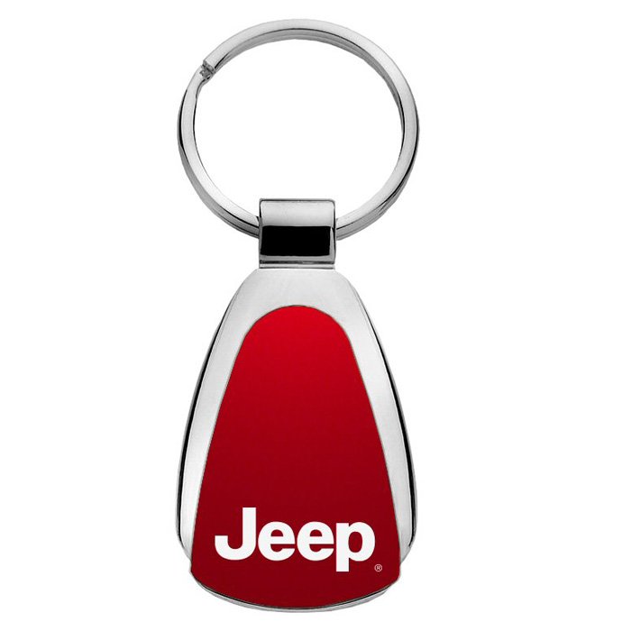 Au-Tomotive Gold Teardrop Keychain With Jeep Logo, Red, AGI-KCREDJEE Au-Tomotive Gold Teardrop Keychain With Jeep Logo, Red, AGI-KCREDJEE