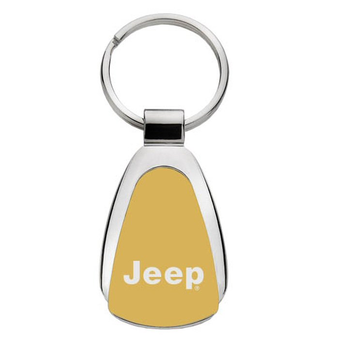 Au-Tomotive Gold Teardrop Keychain With Jeep Logo, Gold, AGI-KCTLJEE-GLD