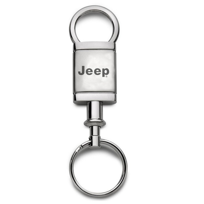 Au-Tomotive Gold Satin Chrome Valet Keychain With Jeep Logo, AGI-KCVJEE