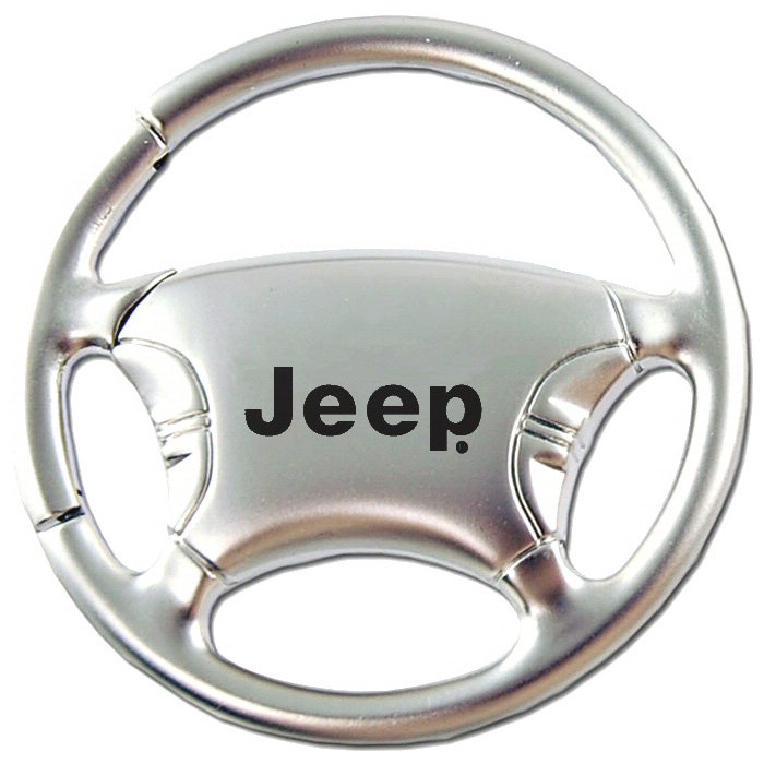 Au-Tomotive Gold Steering Wheel Keychain With Jeep Logo, Chrome, AGI-KCWJEE Au-Tomotive Gold Steering Wheel Keychain With Jeep Logo, Chrome, AGI-KCWJEE