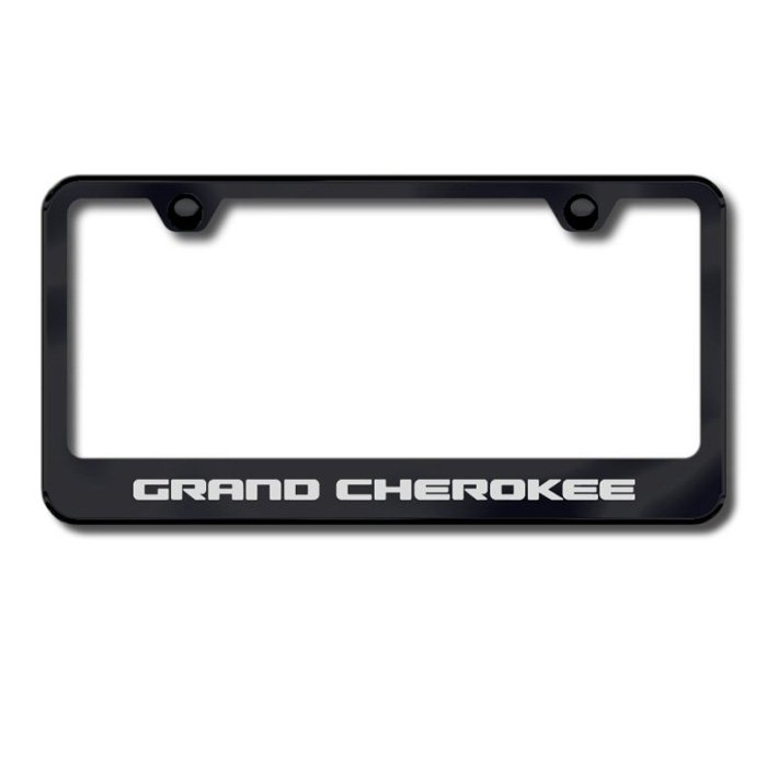Au-Tomotive Gold Premier Collection License Plate Frame With Etched Grand Cherokee Logo, Black, Au-Tomotive Gold Premier Collection License Plate Frame With Etched Grand Cherokee Logo, Black,