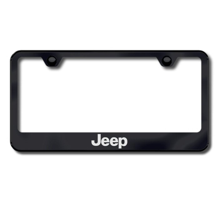 Au-Tomotive Gold Premier Collection License Plate Frame With Etched Jeep Logo, Black, AGI-LFJEEEB Au-Tomotive Gold Premier Collection License Plate Frame With Etched Jeep Logo, Black, AGI-LFJEEEB