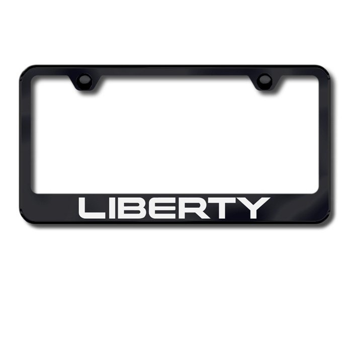 Au-Tomotive Gold Premier Collection License Plate Frame With Etched Liberty Logo, Black, AGI-LFLIBEB