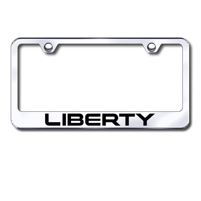Au-Tomotive Gold Premier Collection License Plate Frame With Etched Liberty Logo, Chrome,