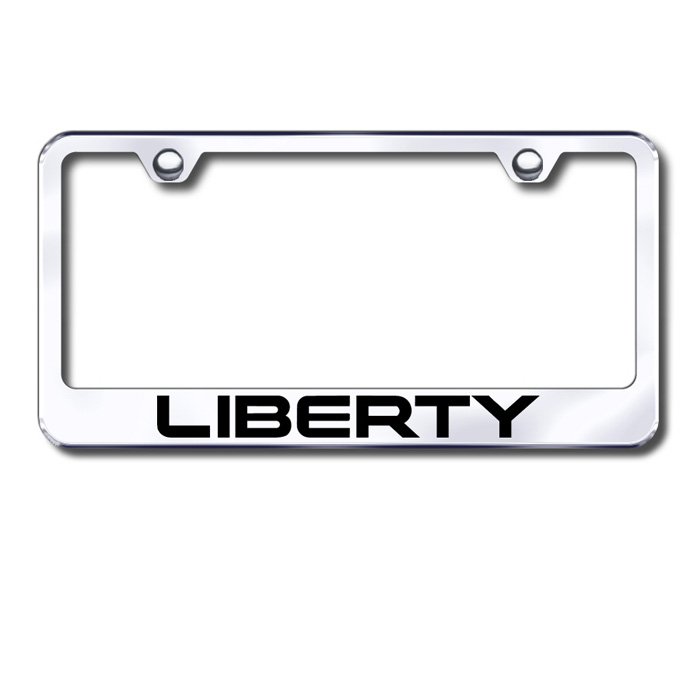 Au-Tomotive Gold Premier Collection License Plate Frame With Etched Liberty Logo, Chrome, Au-Tomotive Gold Premier Collection License Plate Frame With Etched Liberty Logo, Chrome,