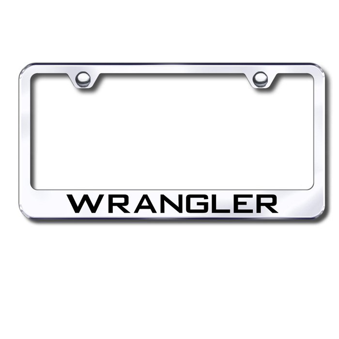 Au-Tomotive Gold Premier Collection License Plate Frame With Etched Wrangler Logo, Chrome,