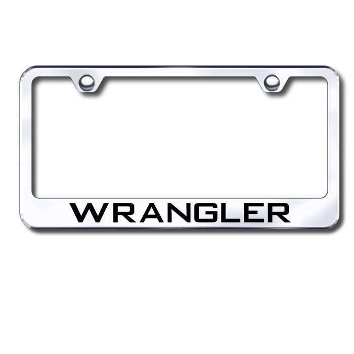 Au-Tomotive Gold Premier Collection License Plate Frame With Etched Wrangler Logo, Chrome, Au-Tomotive Gold Premier Collection License Plate Frame With Etched Wrangler Logo, Chrome,