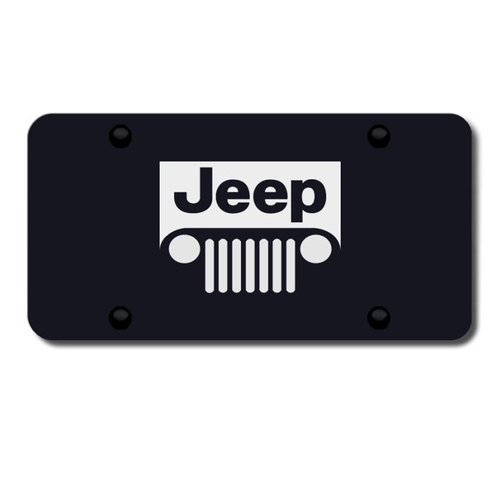 Au-Tomotive Gold License Plate With Jeep Grille Logo, Black Powder Coated, AGI-PLJEEGEB Au-Tomotive Gold License Plate With Jeep Grille Logo, Black Powder Coated, AGI-PLJEEGEB