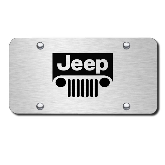 Au-Tomotive Gold License Plate With Jeep Grille Logo, Stainless Steel, AGI-PLJEEGES Au-Tomotive Gold License Plate With Jeep Grille Logo, Stainless Steel, AGI-PLJEEGES