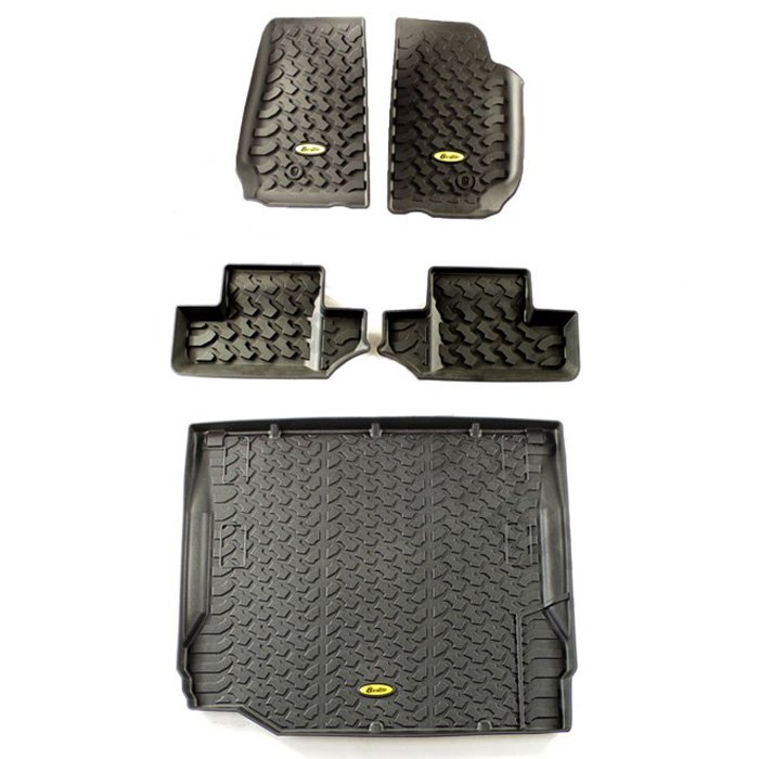 Bestop Front, Rear And Cargo Floor Liner Kit, Black (5-Pieces) | 2007-2010 Jeep Wrangler JK (2-Door Bestop Front, Rear And Cargo Floor Liner Kit, Black (5-Pieces) | 2007-2010 Jeep Wrangler JK (2-Door