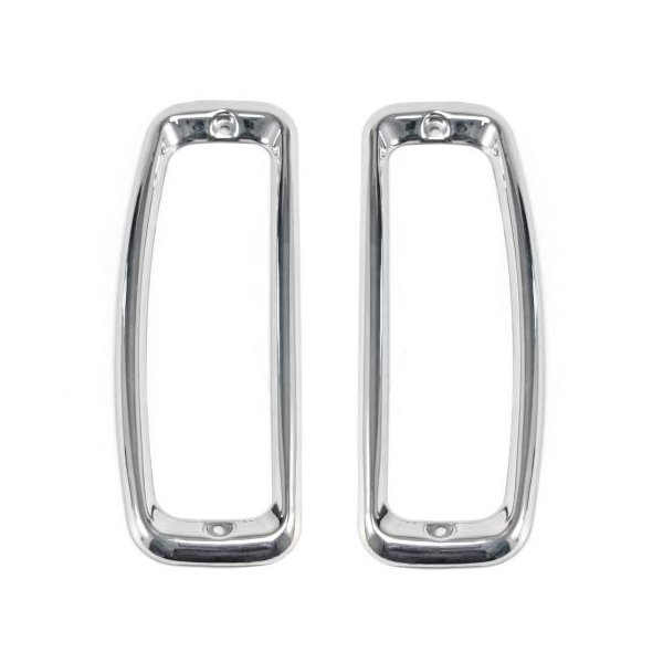 Drake Off Road Tail Light Bezels, Stainless Steel, Pair | 1966-1977 Ford Bronco, C7TZ-99279A67S Drake Off Road Tail Light Bezels, Stainless Steel, Pair | 1966-1977 Ford Bronco, C7TZ-99279A67S